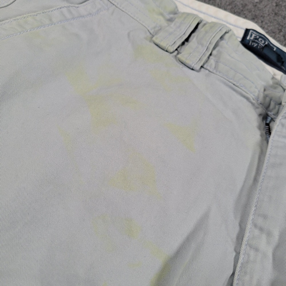 Polo Ralph Lauren Cargo Shorts‎ Mens 34 Gray Cotton Canvas Relaxed DISTRESSED - Picture 4 of 8